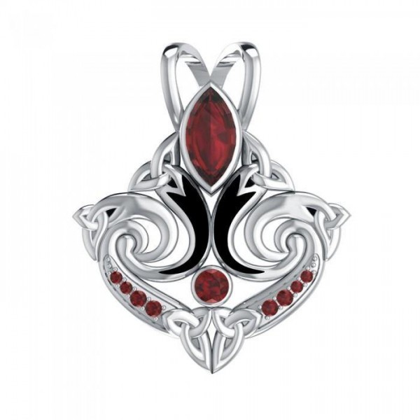 A manifestation of the marvelous Trinity ~ Sterling Silver Celtic Triquetra Pendant Jewelry with Gemstone