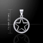 Inlay Stone Silver Pentacle Pendant