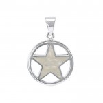 Inlay Stone Silver Pentacle Pendant