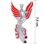 Celtic Phoenix Silver Pendant with Gems and Enamel