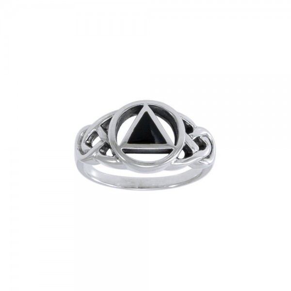 AA Recovery Inlaid Silver Ring