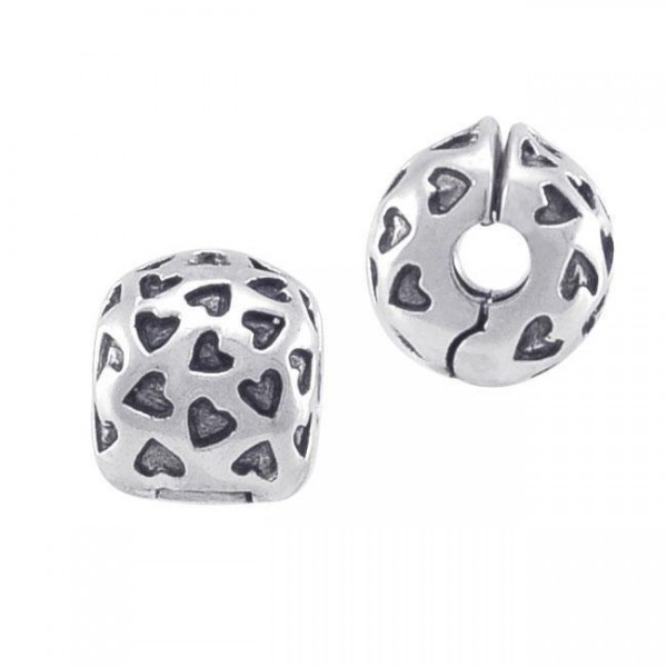 Engrave Hearts Sterling Silver Bead