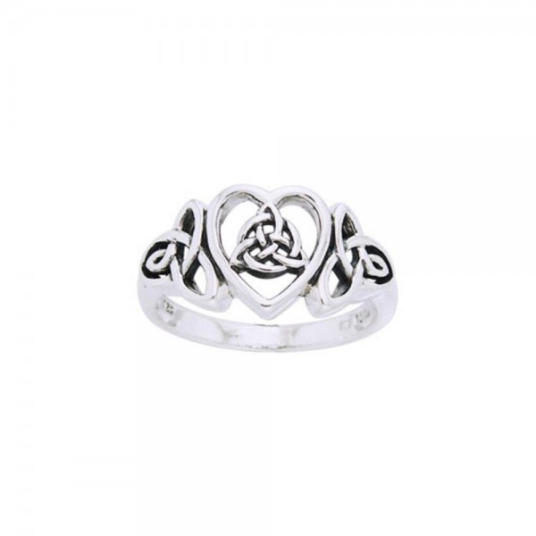 The purity of an endless heart ~ Celtic Knotwork Trinity Heart Sterling Silver Ring