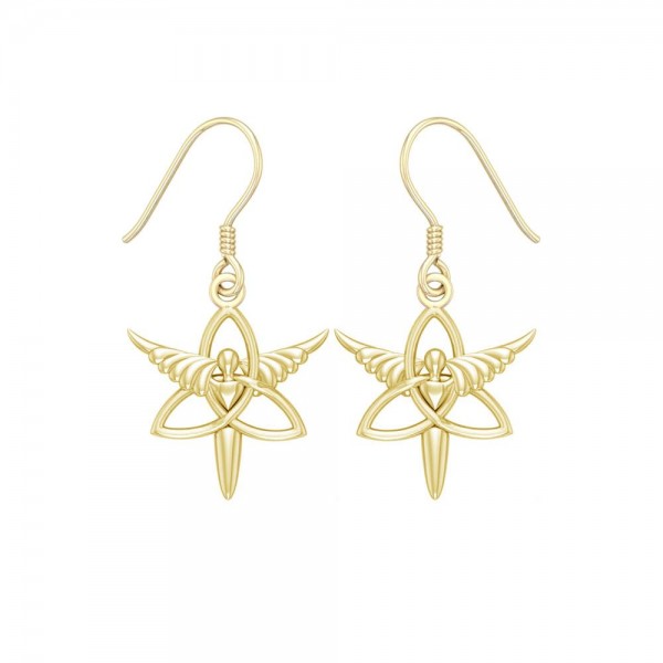 Angel Trinity Knot Sterling Solid Gold Earrings