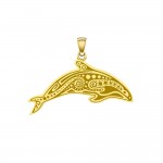 In the Dolphins world of kind and calm ~ Sterling Solid Gold Pendant