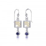 Virgo Zodiac Sign Silver and Gold Earrings Jewelry with Sapphire