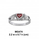 Leaf & Heart Sterling Silver Ring