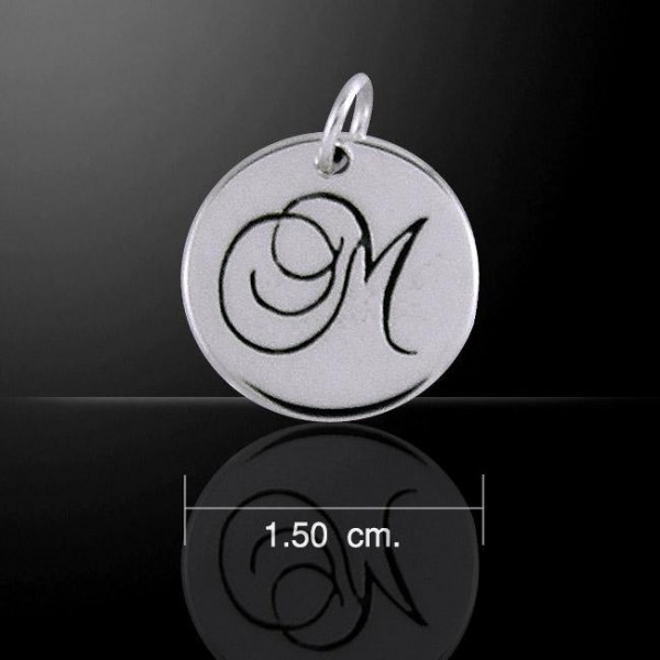 Letter M Silver Disc Charm
