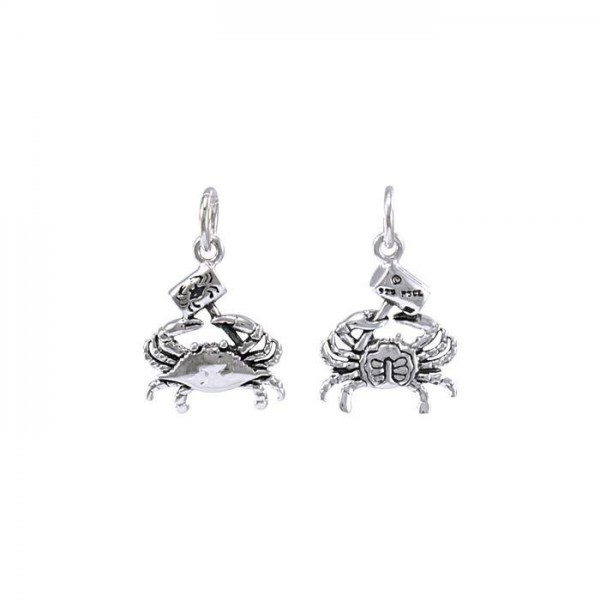 3 Dimensional Blue Crab with Hammer Silver Charm