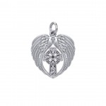 Feel the Tranquil in Angels Wings Sterling Silver Charm with Celtic Cross