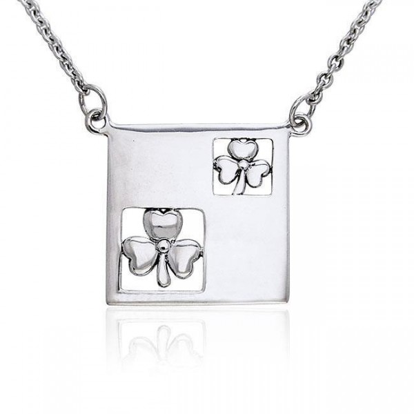 Celtic Shamrock Silver Necklace