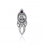 Skull with Gem Silver Pendant