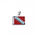 Dive Flag Silver Pendant with Gemstone