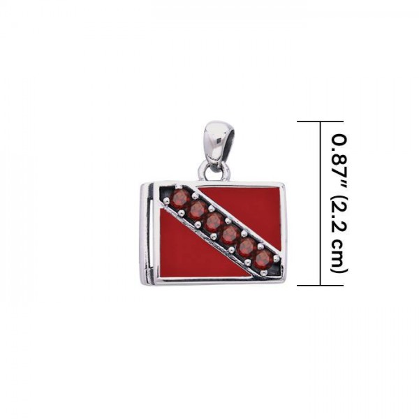 Dive Flag Silver Pendant with Gemstone