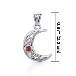 Small Celtic Crescent Moon Silver Pendant with Gemstone