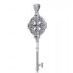 Celtic Cross Spiritual Enchantment Key Silver Pendant