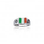 Drapeau irlandais Celtic Shamrock Silver Ring