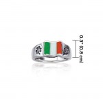 Irish Flag Celtic Shamrock Silver Ring