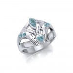 Irish Claddagh Silver Ring with Gemstones