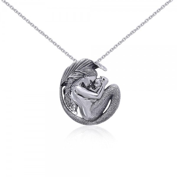 Silver Motherhood Mermaid Pendant and Chain Set by Selina Fenech