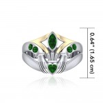 Express your love in amazing ways ~ Celtic Knotwork Claddagh Sterling Silver Ring with 18k Gold accent and Gemstones