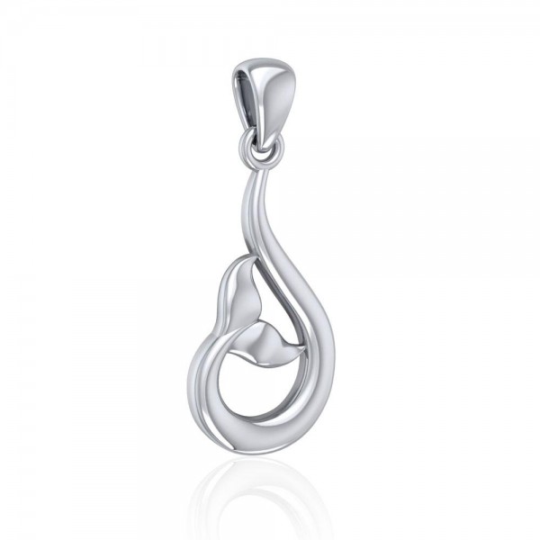 Sterling Silver Wrapping Whale Tail Pendant