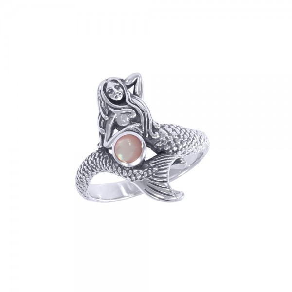 Mermaid and Synthetic pink shell Ring