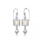Libra Zodiac Sign Silver and Gold Earrings Jewelry with Opal