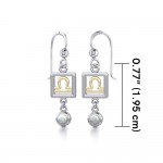 Libra Zodiac Sign Silver and Gold Earrings Jewelry with Opal