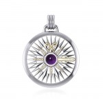 Guided by the Celtic Fleur de Lis Compass ~ Sterling Silver Pendant Jewelry with 14kt gold accent and gemstones