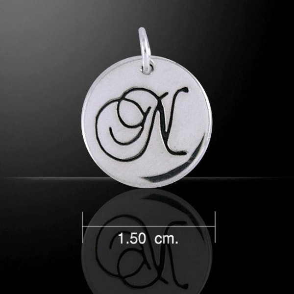 Letter N Silver Disc Charm