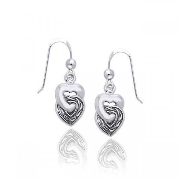Celtic Heart Silver Earrings
