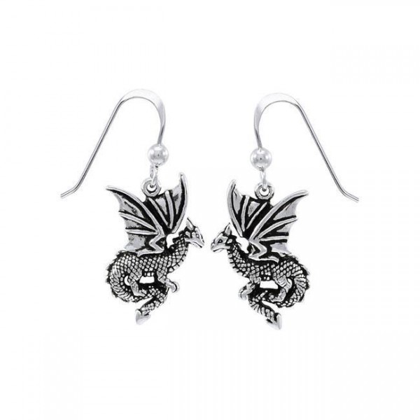 Fantasy Dragon Silver Earrings