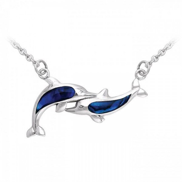 Twin Dolphins Silver Necklace