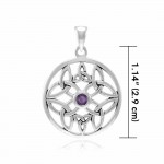 Celtic Trinity Knot Silver Pendant with Gemstone