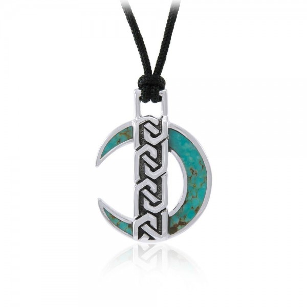 Celtic Crescent Moon Sterling Silver Pendant