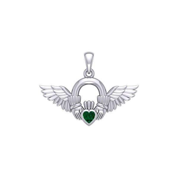 Claddagh irlandais avec pendentif en argent sterling Angel Wing
