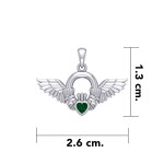 Irish Claddagh with Angel Wing Sterling Silver Pendant