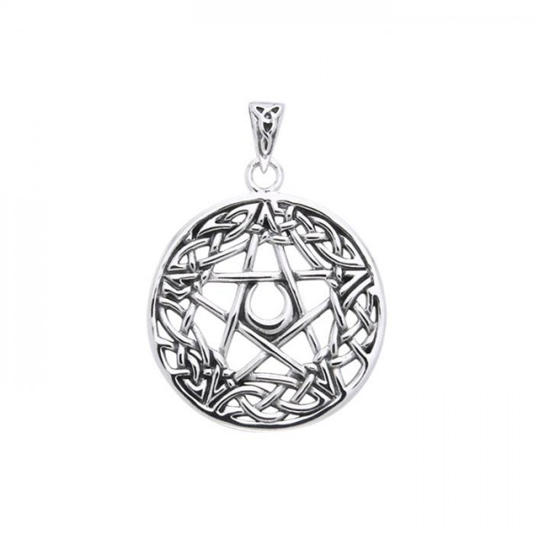 Celtic Knotwork Pentacle Silver Pendant