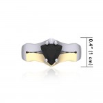 Black Magic Triangle Solitare Silver & Gold Ring