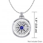 Lift up your head and be guided ~ Celtic Knotwork Compass Rose Sterling Silver Pendant with Gemstone