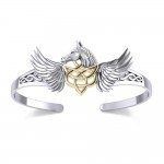 Cheval Celtique Pegasus avec bracelet wing Silver et Gold Cuff