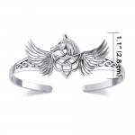 Celtic Pegasus Horse avec bracelet wing Silver Cuff
