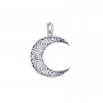 Spiral Crescent Moon Sterling Silver Charm