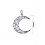 Spiral Crescent Moon Sterling Silver Charm