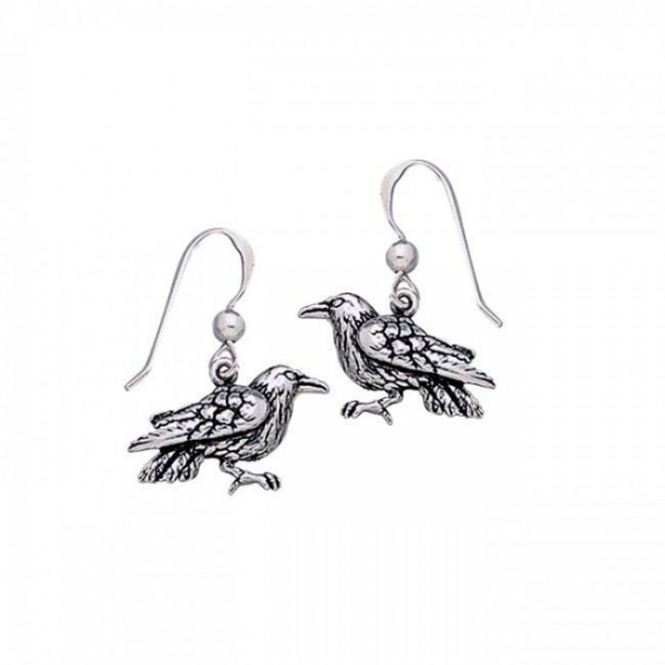 Silver Raven Earrings