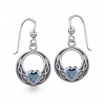 Celtic Knot Silver Earrings with Heart Gemstone