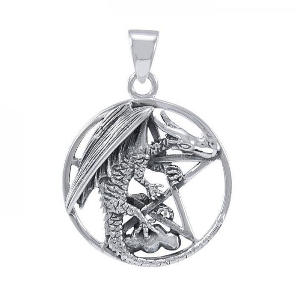 Dragon serrant le pendentif Star Silver