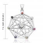 Protective Septacle Silver Pendant with Gemstones by Oberon Zell