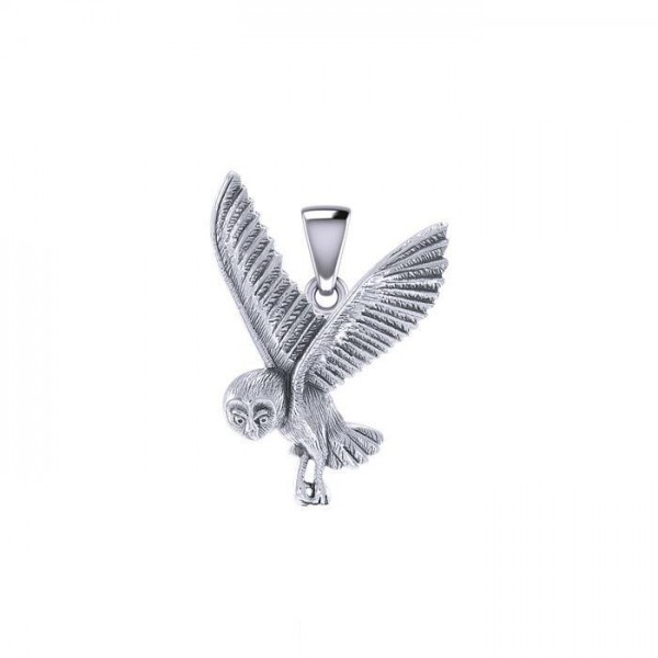 Flying Owl Silver Pendant